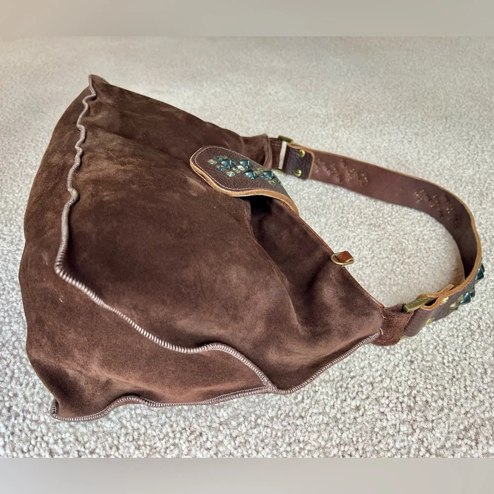 Vintage Y2K Genuine Suede Studded Hobo Bag - Picture 8 of 14